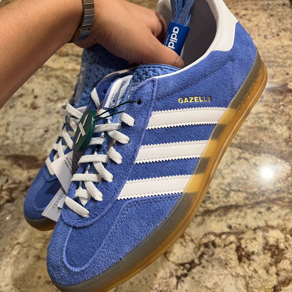 Brand new - Adidas Gazelle indoor blue fusion gum (women’s), size 9.5